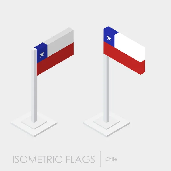 Cile Bandiera Stile Isometrico Stile Punti Vista Diversi — Vettoriale Stock