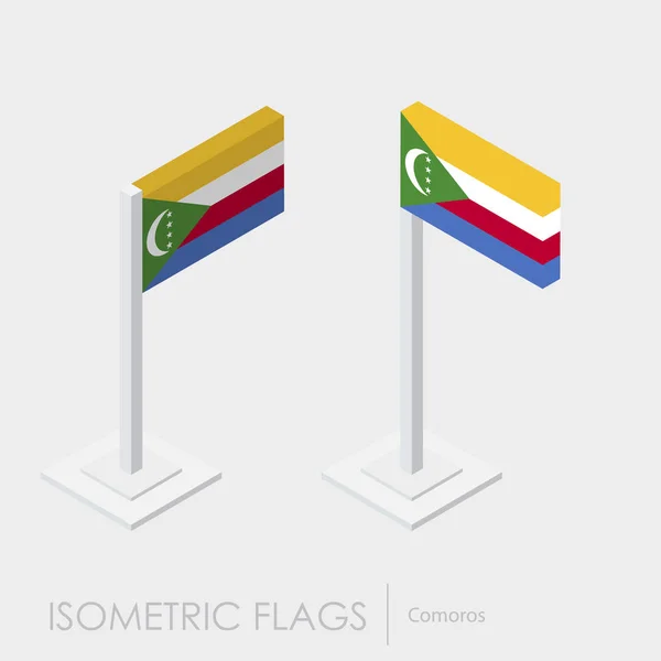 Comoren Vlag Isometrische Stijl Style Verschillende Weergaven — Stockvector