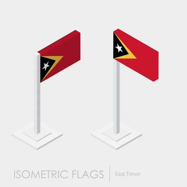 Bandiera Timor Est Stile Isometrico Stile Punti Vista Diversi — Vettoriale Stock