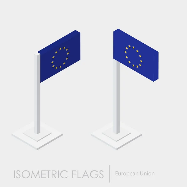 Drapeau Union Européenne Style Isométrique Style Différentes Vues — Image vectorielle