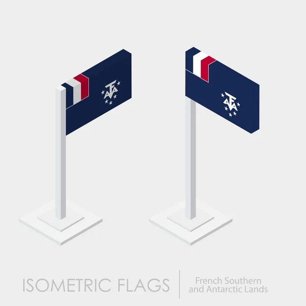 Franse Zuidelijke Antarctische Gebieden Markeren Isometrische Stijl Style Verschillende Weergaven — Stockvector