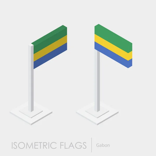 Gabão Bandeira Estilo Isométrico Estilo Vistas Diferentes — Vetor de Stock