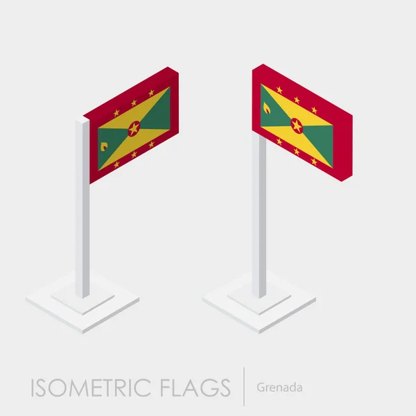 Grenada Vlag Isometrische Stijl Style Verschillende Weergaven — Stockvector