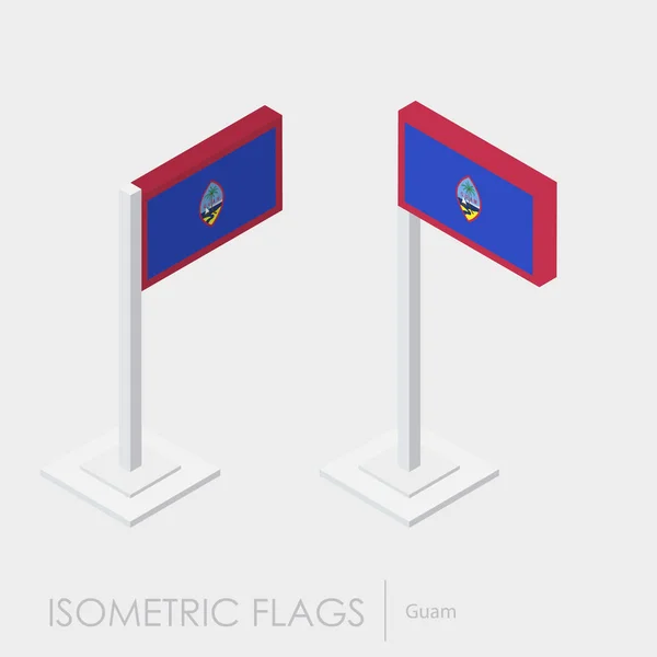Guam Vlag Isometrische Stijl Style Verschillende Weergaven — Stockvector