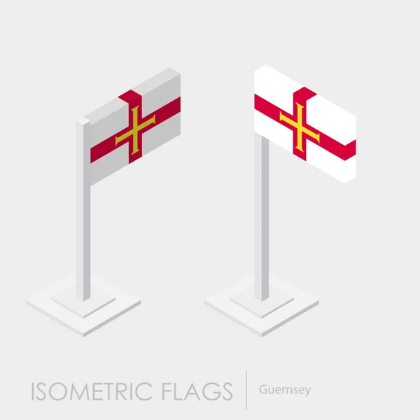 Прапор Гернсі Ізометричної Стиль Стиль Різними Видами — стоковий вектор
