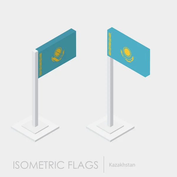 Kazachstan Vlag Isometrische Stijl Style Verschillende Weergaven — Stockvector