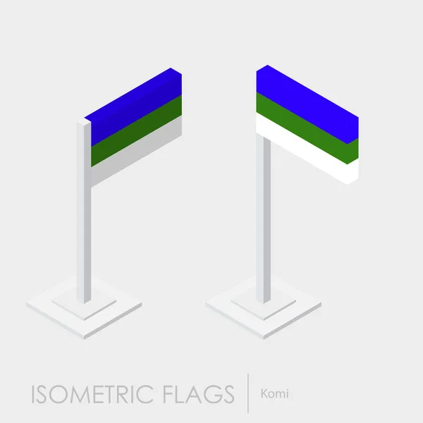 Komi Flagge Isometrischer Stil Stil Unterschiedliche Ansichten — Stockvektor