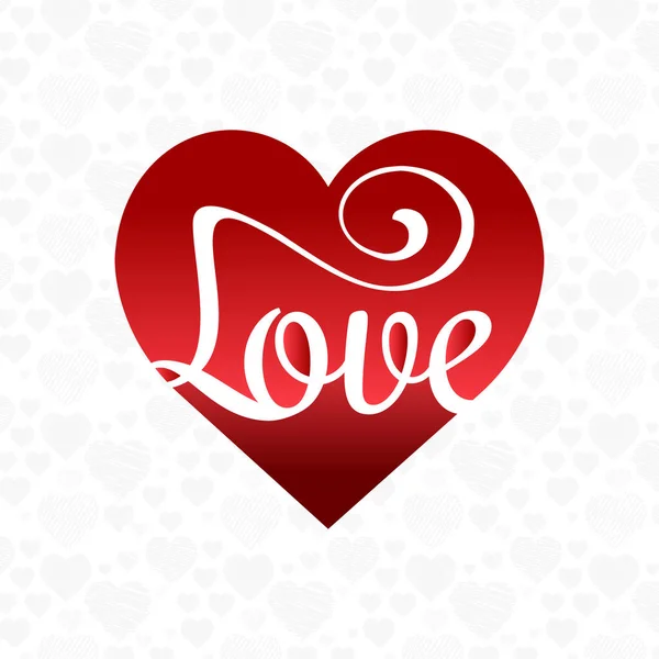 Kärlek Typografiska Hjärta Med Ljus Bakgrund — Stock vektor