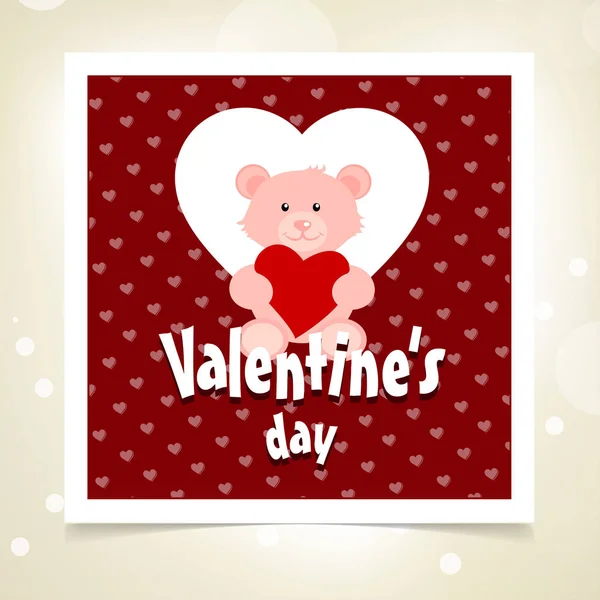 Valentine Day Greetings Card Rouge Motif Fond — Image vectorielle