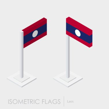 Laos bayrağı izometrik style, 3d stil, farklı görünümler
