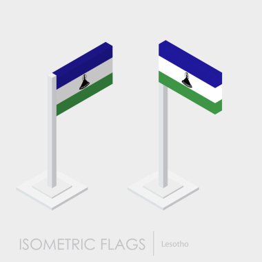 Lesoto bayrağı izometrik style, 3d stil, farklı görünümler