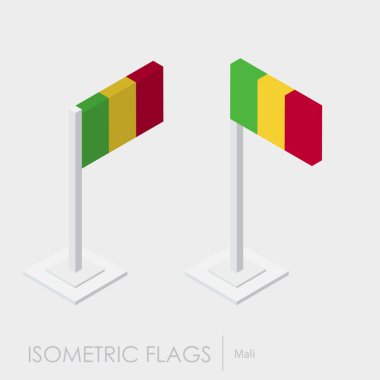Mali bayrağı izometrik style, 3d stil, farklı görünümler