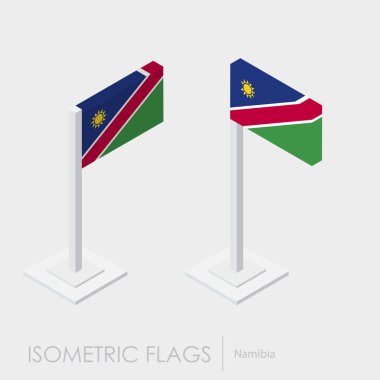 Namibya bayrak izometrik style, 3d stil, farklı görünümler