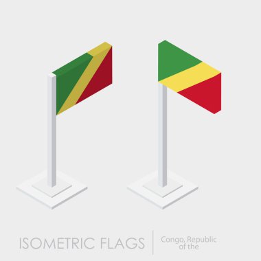 Cumhuriyeti Kongo bayrak izometrik tarzı, 3d stil, farklı görünümler