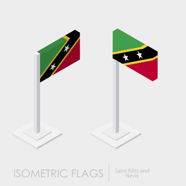 Saint Kitts ve Nevis bayrak izometrik style, 3d stil, farklı görünümler