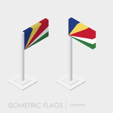 Seyşel Adaları bayrağı izometrik style, 3d stil, farklı görünümler