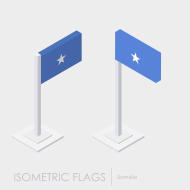 Somali bayrağı izometrik style, 3d stil, farklı görünümler