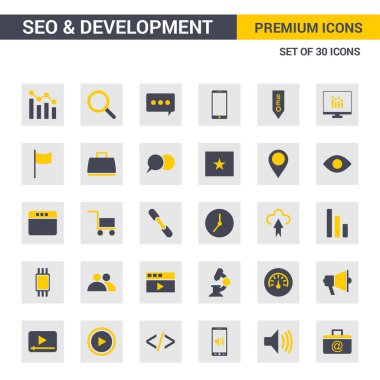 SEO ve geliştirme basit düz simgeler