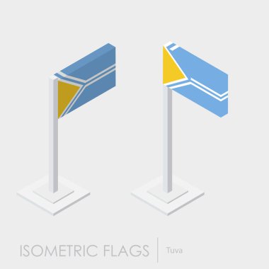Tuva bayrak izometrik stil, 3d stil, farklı görünümler