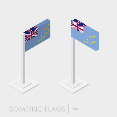 Tuvalu bayrağı izometrik style, 3d stil, farklı görünümler
