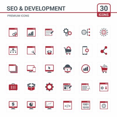 SEO ve geliştirme kırmızı ve gri simgeleri