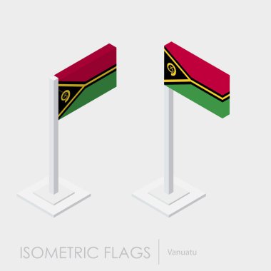 Vanuatu bayrağını izometrik tarzı, 3d stil, farklı görünümler
