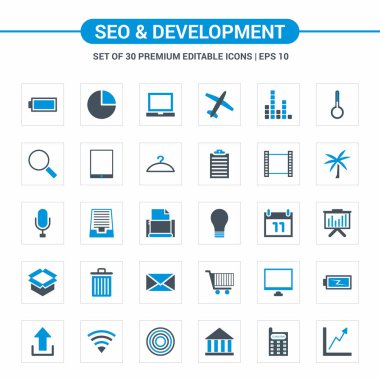 SEO ve geliştirme basit düz simgeler