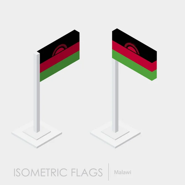 Malawi Vlag Isometrische Stijl Style Verschillende Weergaven — Stockvector