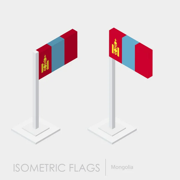 Mongólia Flag Izometrikus Stílusú Stílus Különböző Nézetek — Stock Vector