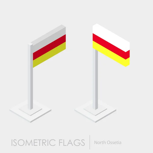 Βόρεια Οσετία Σημαία Ισομετρική Στυλ Στυλ Διαφορετικές Απόψεις — Διανυσματικό Αρχείο