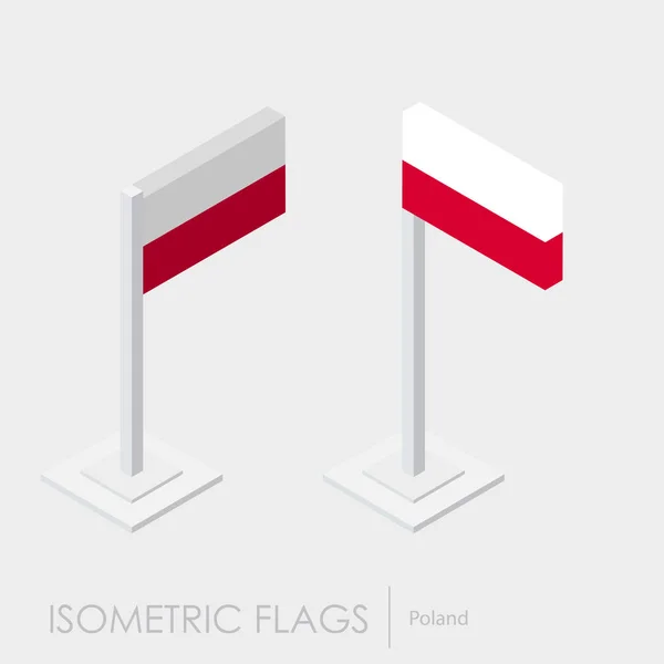 Poolse Vlag Isometrische Stijl Style Verschillende Weergaven — Stockvector