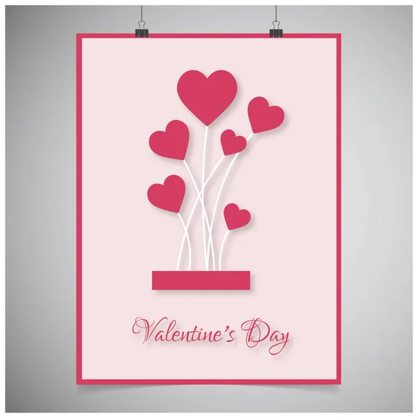 Aftelkalender Voor Valentijnsdag Wenskaart Met Roze Rand — Stockvector