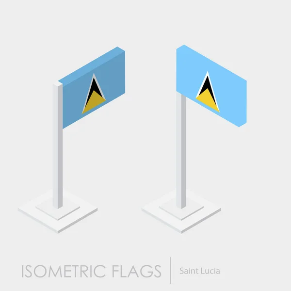 Αγία Λουκία Σημαία Ισομετρική Στυλ Στυλ Διαφορετικές Απόψεις — Διανυσματικό Αρχείο