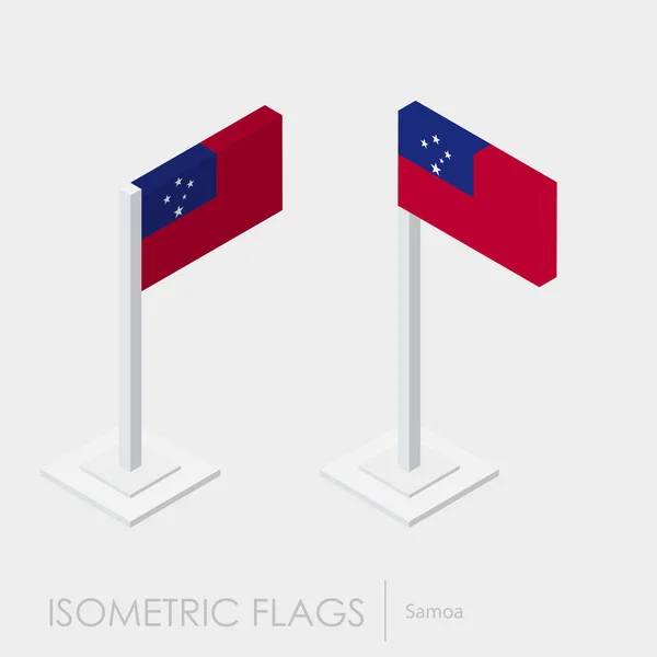 Samoa Flag Izometrikus Stílusú Stílus Különböző Nézetek — Stock Vector