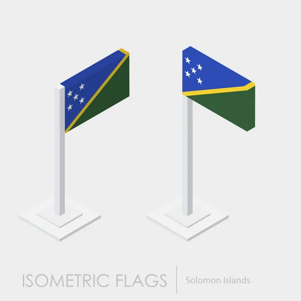 Соломонові Острови Прапор Ізометричної Стиль Стиль Різними Видами — стоковий вектор