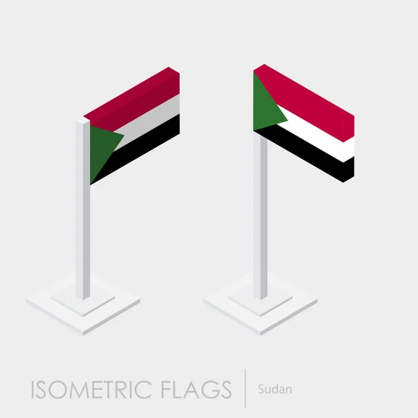 Sudan Flag Isometrischer Stil Stil Verschiedene Ansichten — Stockvektor
