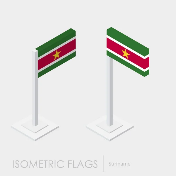 Прапор Суринаму Ізометричної Стиль Стиль Різними Видами — стоковий вектор