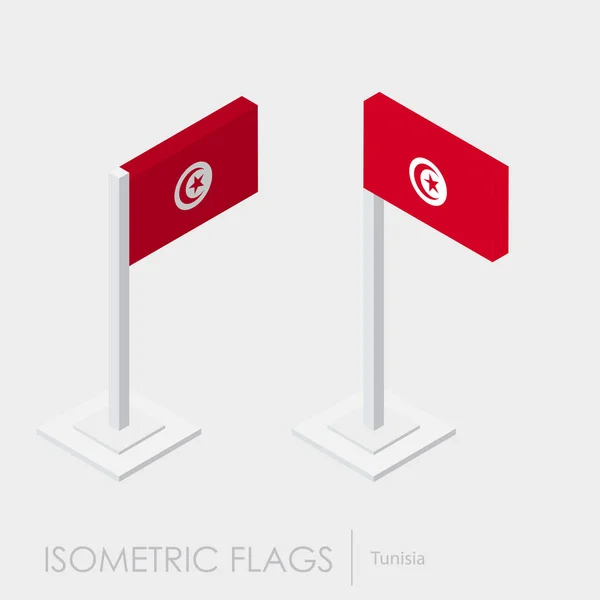 Tunisia Bandiera Stile Isometrico Stile Punti Vista Diversi — Vettoriale Stock