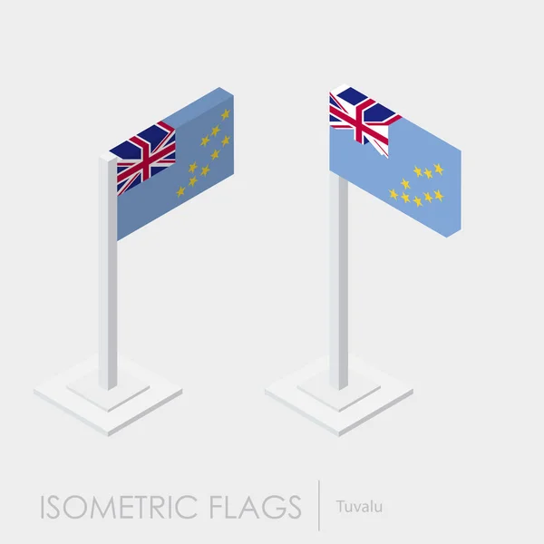 Tuvalu Vlag Isometrische Stijl Style Verschillende Weergaven — Stockvector