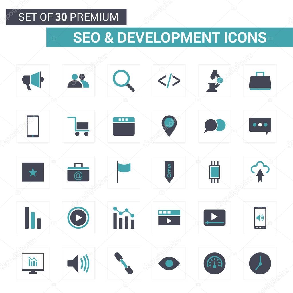Seo and Development simple flat icons