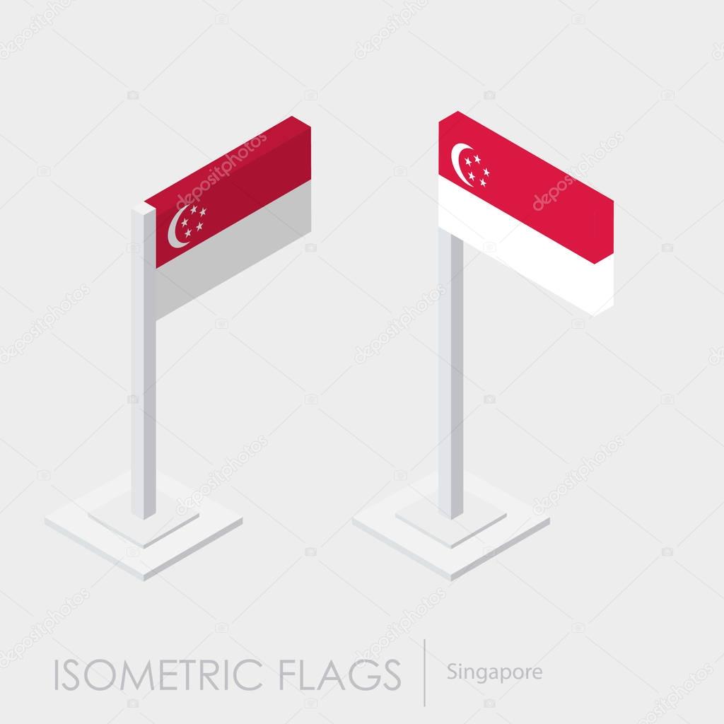 Singapore flag isometric style, 3D style, different views