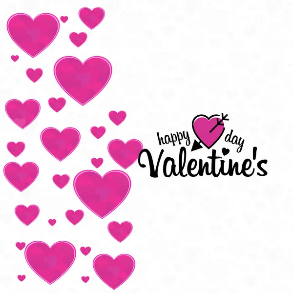 Tipografia de Valentim com corações cor de rosa —  Vetores de Stock
