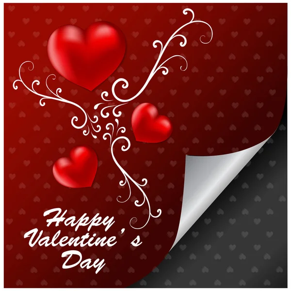 Feliz día de San Valentín con fondo de patrón rojo — Vector de stock