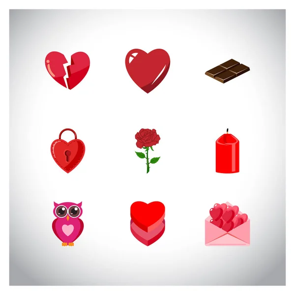 Día de San Valentín iconos conjunto — Vector de stock