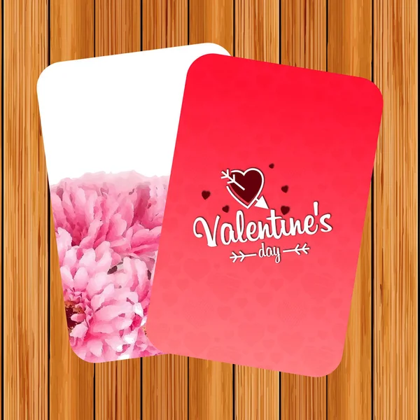 木製の背景を持つバレンタイン カード — ストックベクタ
