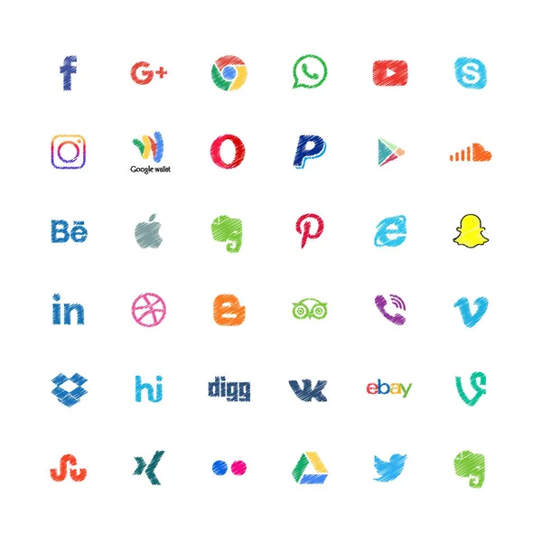 Iconenset voor sociale media — Stockvector