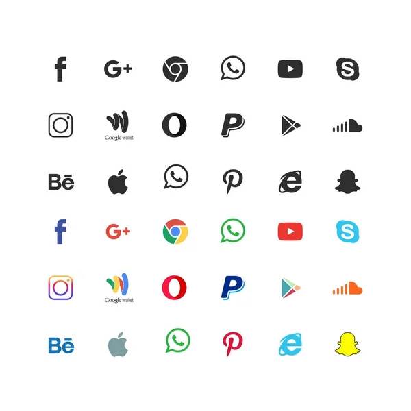 Iconenset voor sociale media — Stockvector