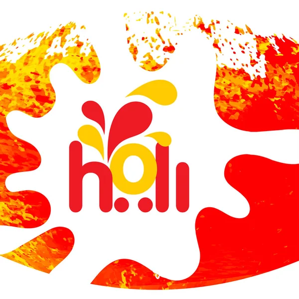 Feliz Festival Holi Holli Colores Naranja Amarillo Sobre Fondo Blanco — Archivo Imágenes Vectoriales