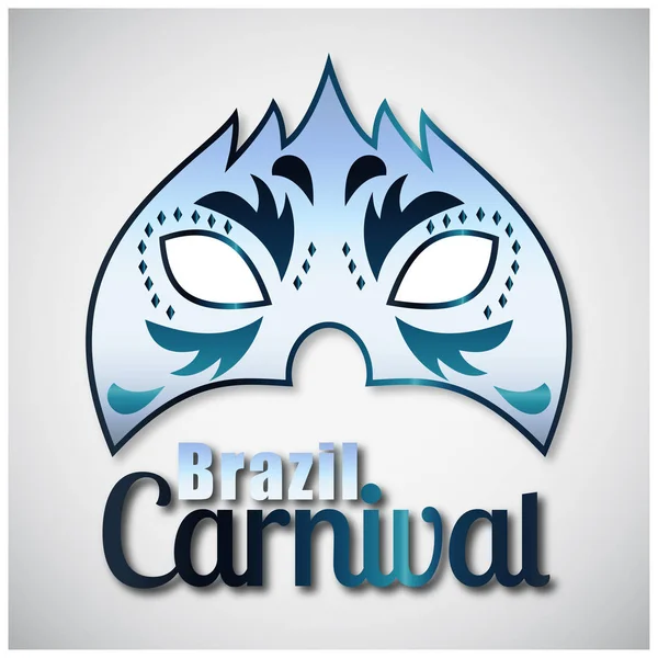 Nuova Maschera Carnevale Colorato Con Brasile Tipografia Carnevale Sfondo Grigio — Vettoriale Stock