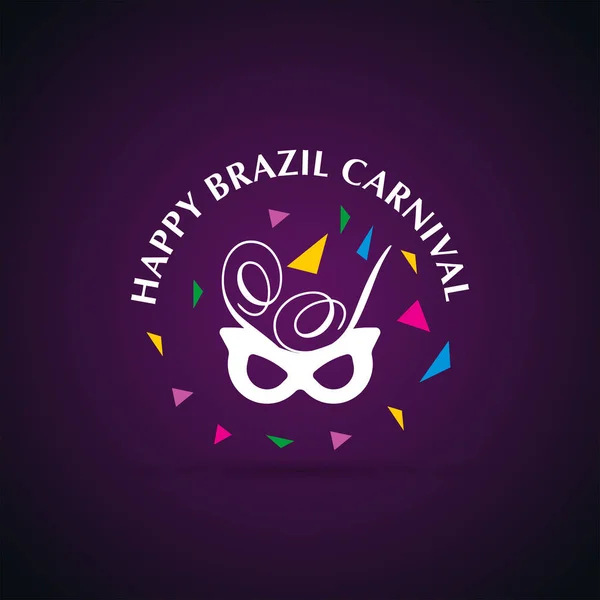 Feliz Festival Carnaval Brasileiro Máscara Carnaval Branco Tipografia Fundo Roxo — Vetor de Stock